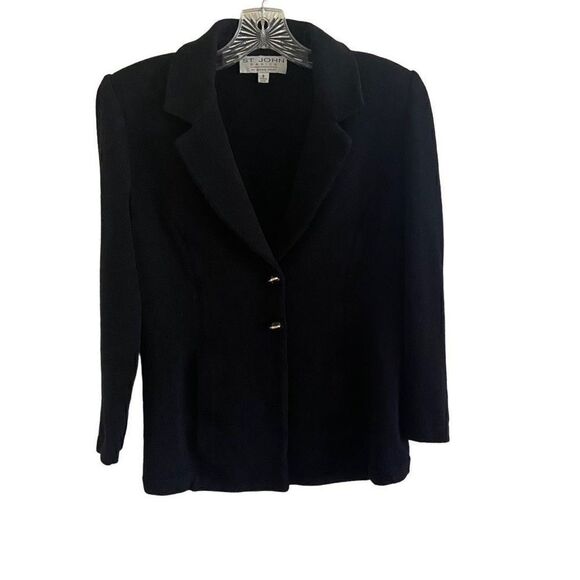 St. John Basics Santana Knit Black Blazer Size 8 - Picture 1 of 7